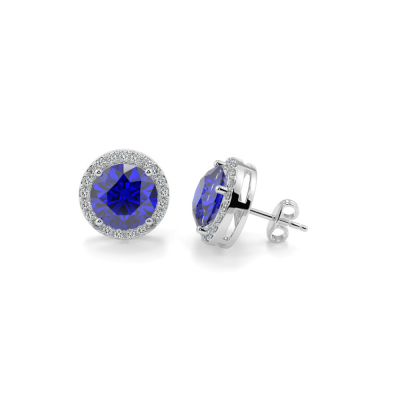 Earrings with 0.27 ct diamonds and 1.30 ct Tanzanite