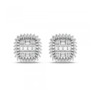 Earrings with 0.11 ct baget and 0.25 ct round diamonds