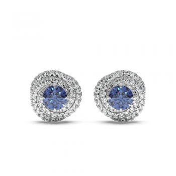 Earrings with 0.42 ct diamonds and 1.00 ct Tanzanite
