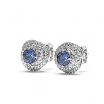 Earrings with 0.42 ct diamonds and 1.00 ct Tanzanite