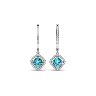 0.43 ct diamond and 1.72 ct blue-topaz earrings