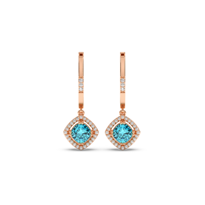 0.43 ct diamond and 1.72 ct blue-topaz earrings