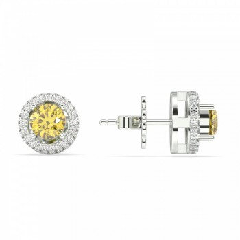 Earrings with 0.44 ct Diamonds and 1.38 ct Yellow Sapphire