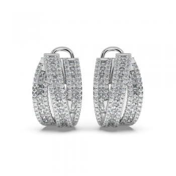 Earrings with 1.67 ct Princess Diamonds and 0.92 ct round diamonds