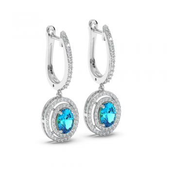 0.65 ct diamond and 1.57 ct blue-topaz earrings