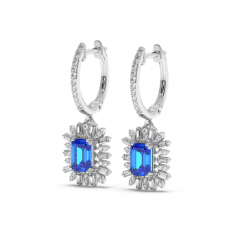 0.66 ct diamond and 2.41 ct blue-topaz earrings