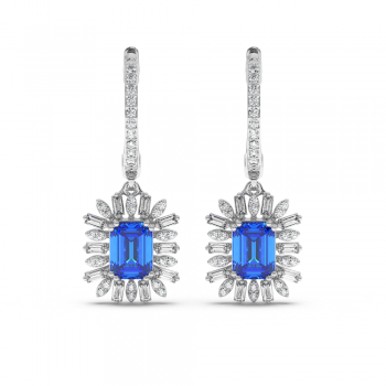 0.66 ct diamond and 2.41 ct blue-topaz earrings
