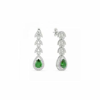 Earrings with 0.81 ct diamonds and 1.13 ct emeralds