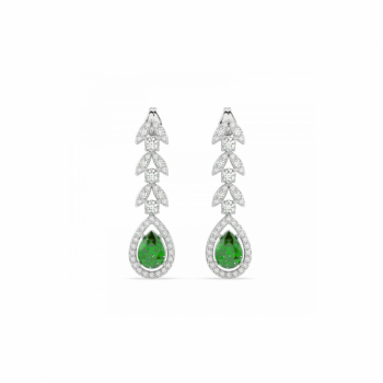 Earrings with 0.81 ct diamonds and 1.13 ct emeralds