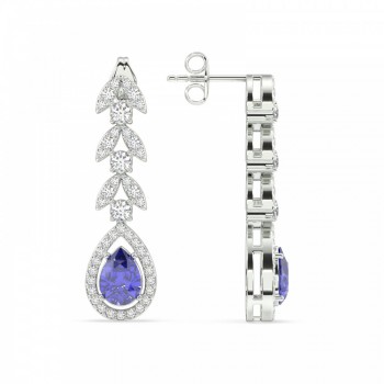 Earrings with 0.85 ct diamonds and 1.25 ct Tanzanite