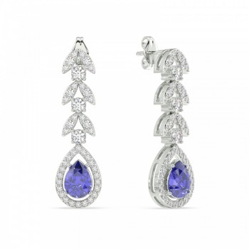 Earrings with 0.85 ct diamonds and 1.25 ct Tanzanite
