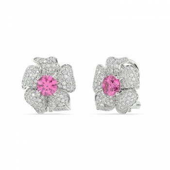 Royal Flower earrings with 1.83 ct diamonds and 2.00 ct pink sapphires