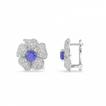 Royal Flower earrings with 1.83 ct diamonds and 2.00 ct Tanzanite