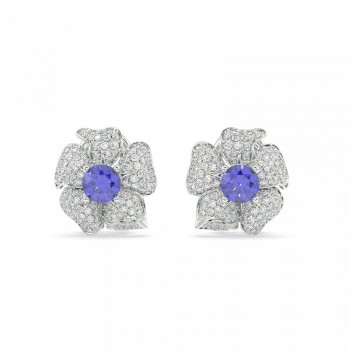 Royal Flower earrings with 1.83 ct diamonds and 2.00 ct Tanzanite