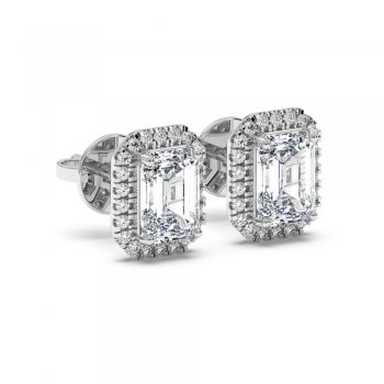 Earrings with 1.30 ct Emerald Diamonds and 0.26ct Round Diamonds