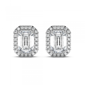 Earrings with 1.30 ct Emerald Diamonds and 0.26ct Round Diamonds