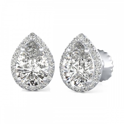Earrings with 0.50 ct each center diamond and 0.20 ct side diamonds