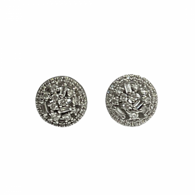 Earrings with 0.05 Baget and 0.42 ct round diamonds