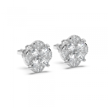 Earrings with 1.12 ct Marquise diamonds and 0.41 ct round diamonds