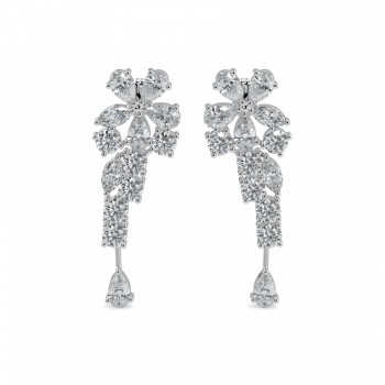 Earrings with 2.45 ct Marquise diamonds and 1.70 ct round diamonds