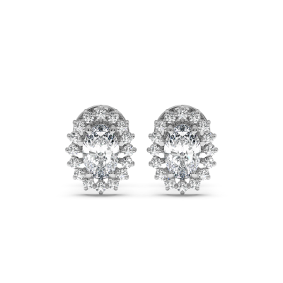 Earrings with 0.72 ct Oval Diamonds and 0.16 ct Round Diamonds