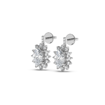 Earrings with 1.56 ct Oval Diamonds and 0.31ct Round Diamonds