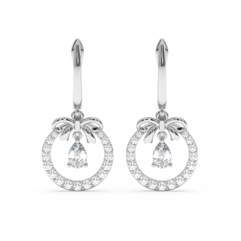Earrings with 0.36ct Pear Cut Diamonds and 0.34ct Round Diamonds