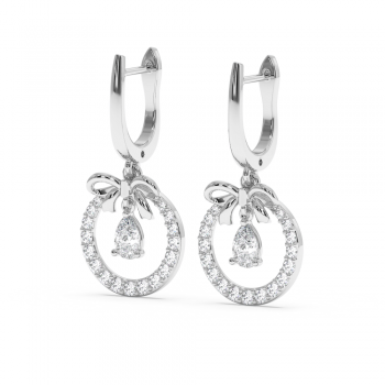 Earrings with 0.36ct Pear Cut Diamonds and 0.34ct Round Diamonds