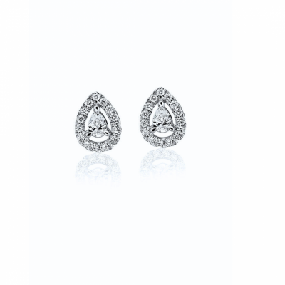 Earrings with 0.20 ct Pear Diamonds and 0.10ct Round Diamonds