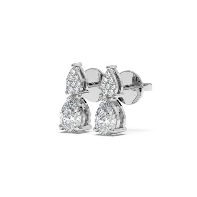 Earrings with 0.71 ct Pear Diamonds and 0.06 ct Diamonds