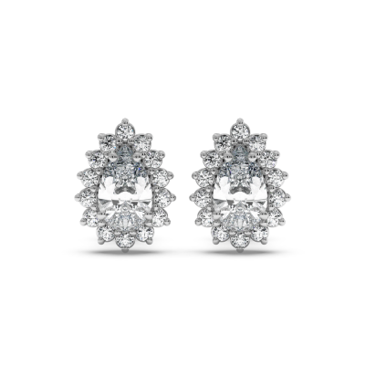 Earrings with 1.48 ct Pear Diamonds and 0.36ct Round Diamonds