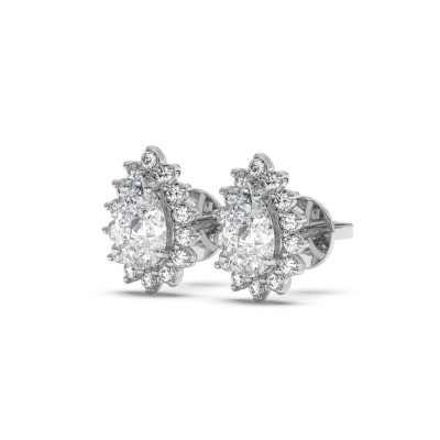 Earrings with 1.48 ct Pear Diamonds and 0.36ct Round Diamonds
