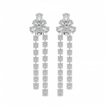 Earrings with 1.54 ct Pear diamonds and 2.26 ct round diamonds