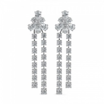 Earrings with 1.54 ct Pear diamonds and 2.26 ct round diamonds