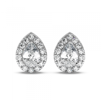 Earrings with Pear Diamonds each of 0.46 ct and Side Diamonds of 0.46 ct