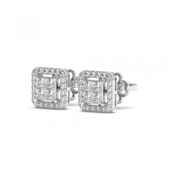 Earrings with 0.20 ct Round Diamonds and 0.40 ct Princess Diamonds