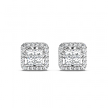 Earrings with 0.20 ct Round Diamonds and 0.40 ct Princess Diamonds