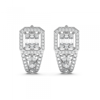 Earrings with 0.45ct Round Diamonds, 0.22ct Baget Diamonds, 0.14ct Pear Cut Diamonds and 0.14ct Marquise Cut Diamonds