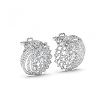 Earrings with 0.90 ct round diamonds, 0.07 ct Princess diamonds and 0.20 ct marquise diamonds