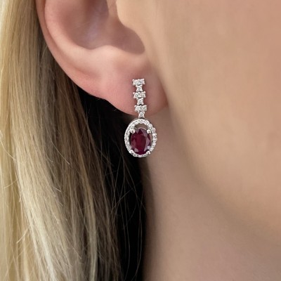Earrings with 0.44 ct Diamonds and 2.17 ct Rubies