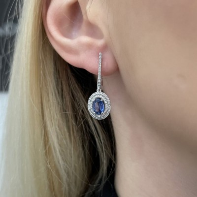 Earrings with 0.51 ct Diamonds and 1.88 ct Sapphires