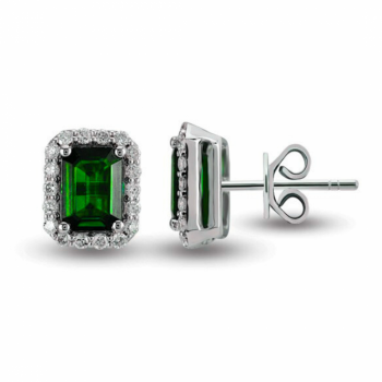 Earrings with Green Citrine of 2.98 ct and Diamonds of 0.28 ct