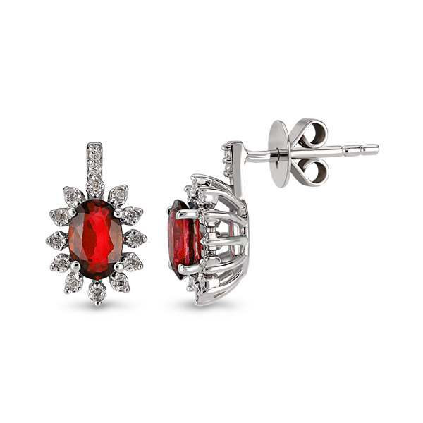 Earrings with 1.30 ct rubies and 0.20 ct diamonds