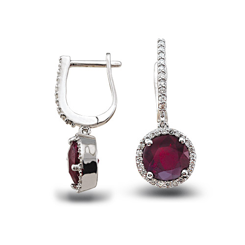 Earrings with 3.76 ct rubies and 0.28 ct diamonds