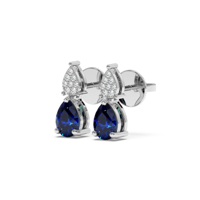 Earrings with 0.71 ct Sapphire and 0.06 ct Diamonds