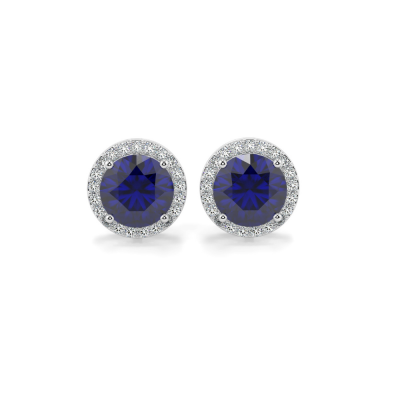 Earrings with 1.30 ct Sapphire and 0.27 ct Diamonds 