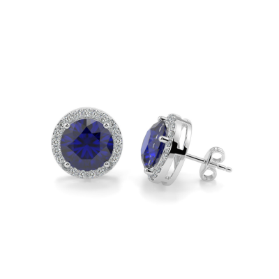 Earrings with 1.30 ct Sapphire and 0.27 ct Diamonds 
