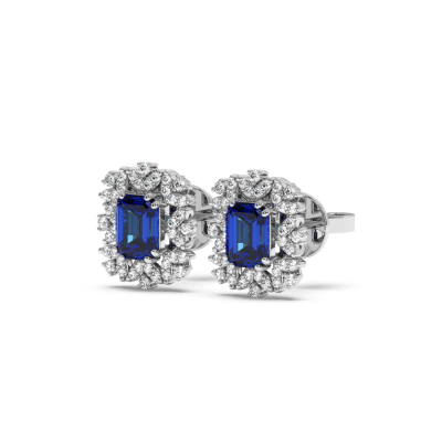 Earrings with 1.48 ct Sapphire and 0.36 ct Diamonds
