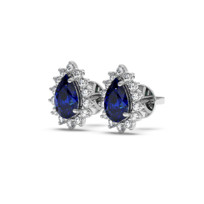 Earrings with 1.48 ct Sapphire and 0.36 ct Diamonds
