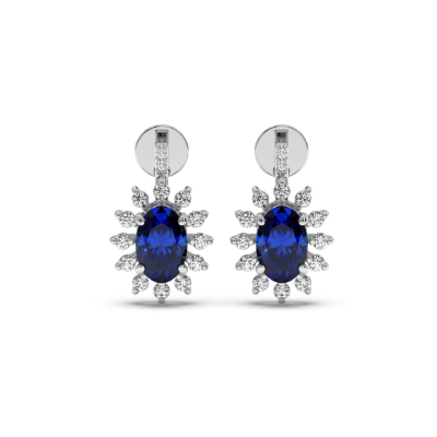 Earrings with 1.56 ct Sapphire and 0.31 ct Diamonds